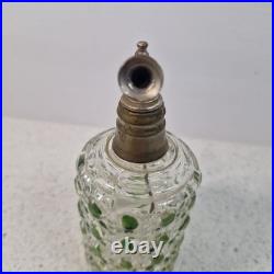 Vintage Perfume Bottle Atomiser Green Dot Diamond Glass Pattern Baccarat Style