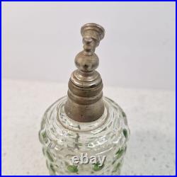 Vintage Perfume Bottle Atomiser Green Dot Diamond Glass Pattern Baccarat Style
