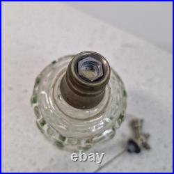 Vintage Perfume Bottle Atomiser Green Dot Diamond Glass Pattern Baccarat Style
