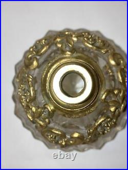 Vintage Perfume Bottle CRYSTAL Ornate Dogwood Victorian Gold RARE 4x6.5