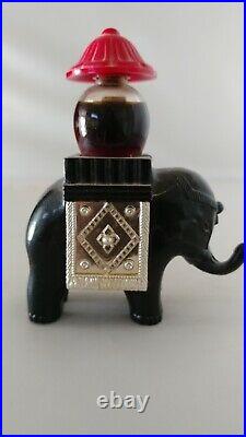 Vintage Perfume Bottle Delavelle Blue Orchid Figural Elephant Trunk Up VERY RARE
