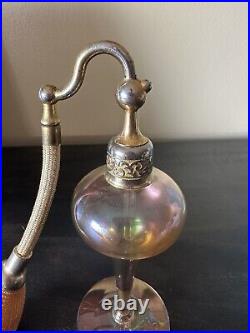 Vintage Perfume Bottle Devilbiss Iridescent Gold Blown Glass