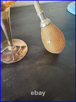 Vintage Perfume Bottle Devilbiss Iridescent Gold Blown Glass