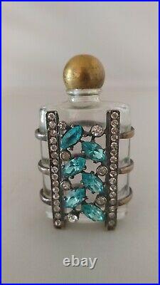 Vintage Perfume Bottle Eisenberg Sterling Silver Jeweled Jewelry RARE BEAUTIFUL