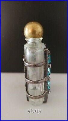 Vintage Perfume Bottle Eisenberg Sterling Silver Jeweled Jewelry RARE BEAUTIFUL