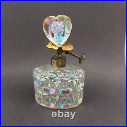 Vintage Perfume Bottle Irice Victorian Heart Profile Top France Iridescent