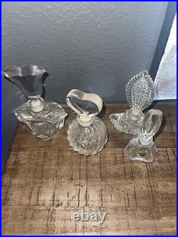 Vintage Perfume Bottle Lot 4 Glass Lead Crystal Clear Germany