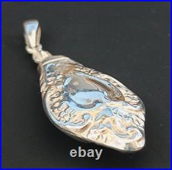 Vintage Perfume Bottle Pendant Silver Vintage Poison Oil Bottle Screw Relief 925