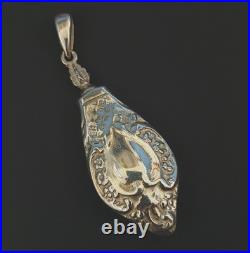 Vintage Perfume Bottle Pendant Silver Vintage Poison Oil Bottle Screw Relief 925
