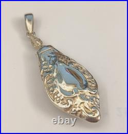 Vintage Perfume Bottle Pendant Silver Vintage Poison Oil Bottle Screw Relief 925