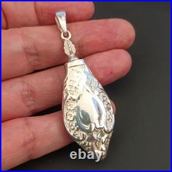 Vintage Perfume Bottle Pendant Silver Vintage Poison Oil Bottle Screw Relief 925