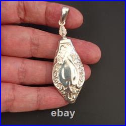 Vintage Perfume Bottle Pendant Silver Vintage Poison Oil Bottle Screw Relief 925