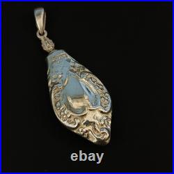 Vintage Perfume Bottle Pendant Silver Vintage Poison Oil Bottle Screw Relief 925