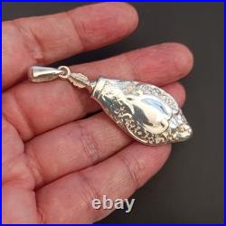 Vintage Perfume Bottle Pendant Silver Vintage Poison Oil Bottle Screw Relief 925