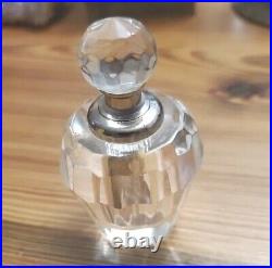 Vintage Perfume Bottle, Rosenthal Style Spherical Hand cut Crystal And Silver