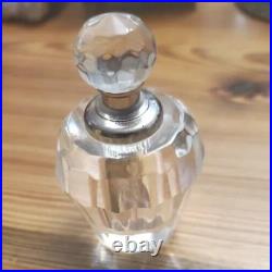 Vintage Perfume Bottle, Rosenthal Style Spherical Hand cut Crystal And Silver