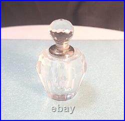 Vintage Perfume Bottle, Rosenthal Style Spherical Hand cut Crystal And Silver