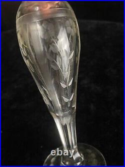 Vintage Perfume Bottle Sterling Silver, Guilloche Enamel & Cut Glass