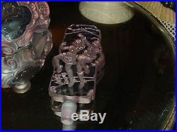 Vintage Perfume Bottle with Dauber-Couple Signed Purple Blue Pink Pesnicak Czech