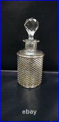 Vintage Perfume Bottle with Sterling Silver Holder, 6 5/8 tall