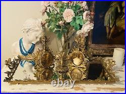 Vintage Perfume Bottles And Mirror Cherub Ormolu French Filagree Vanity Set