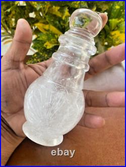 Vintage Perfume Bottles Hand Carved Clear Quartz Crystal Perfume Bottle