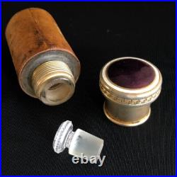 Vintage Perfume Bottles Set Enamel Cloisonné Lid 20 Century Glass Collectible