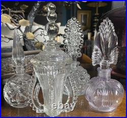 Vintage Perfume Bottles Set of 4, Antique Glass