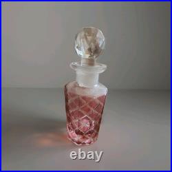Vintage Perfume Bottles with Glass Stopper Cranberry Crystal Cut Glass. 1 Set 2