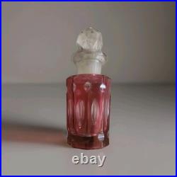 Vintage Perfume Bottles with Glass Stopper Cranberry Crystal Cut Glass. 1 Set 2