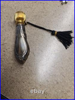 Vintage Perfume Flask Goldplated, Art Nouveau Style