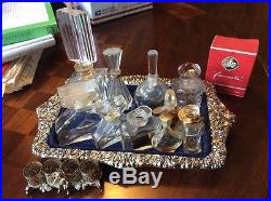 Vintage Perfume Rare Bottles Christian Dior, Joy, Nina Ricci Plus Silver Tray