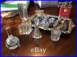 Vintage Perfume Rare Bottles Christian Dior, Joy, Nina Ricci Plus Silver Tray