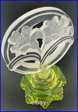Vintage Pesnicak Signed Uranium Glass Perfume Bottle Czech Republic 5.5 tall