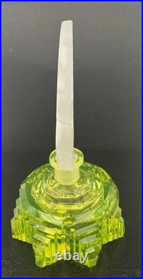 Vintage Pesnicak Signed Uranium Glass Perfume Bottle Czech Republic 5.5 tall