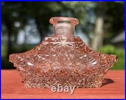 Vintage Pink Art Deco Cut Crystal Czechoslovakia Czech Glass Perfume Bottle Base