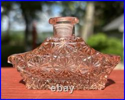 Vintage Pink Art Deco Cut Crystal Czechoslovakia Czech Glass Perfume Bottle Base