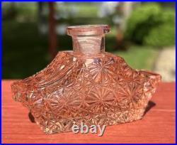 Vintage Pink Art Deco Cut Crystal Czechoslovakia Czech Glass Perfume Bottle Base