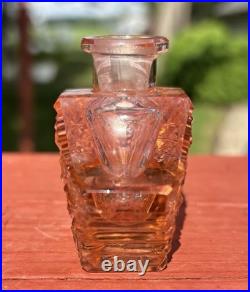 Vintage Pink Art Deco Cut Crystal Czechoslovakia Czech Glass Perfume Bottle Base