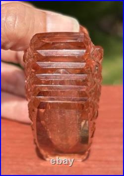 Vintage Pink Art Deco Cut Crystal Czechoslovakia Czech Glass Perfume Bottle Base