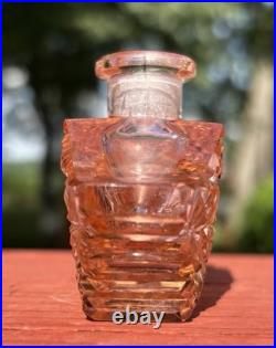 Vintage Pink Art Deco Cut Crystal Czechoslovakia Czech Glass Perfume Bottle Base