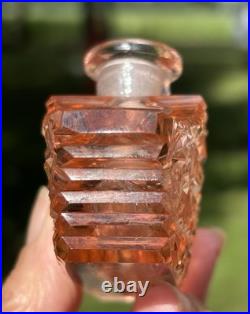 Vintage Pink Art Deco Cut Crystal Czechoslovakia Czech Glass Perfume Bottle Base