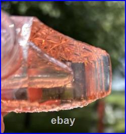 Vintage Pink Art Deco Cut Crystal Czechoslovakia Czech Glass Perfume Bottle Base