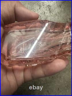 Vintage Pink & Clear Glass Czech Perfume Bottle Woman Art Deco Intaglio Stopper