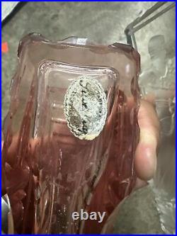 Vintage Pink & Clear Glass Czech Perfume Bottle Woman Art Deco Intaglio Stopper