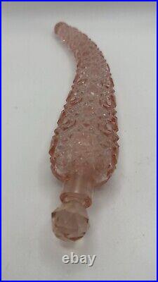 Vintage Pink Cut Glass Laydown Perfume Bottle 8 Long Beautiful