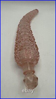 Vintage Pink Cut Glass Laydown Perfume Bottle 8 Long Beautiful