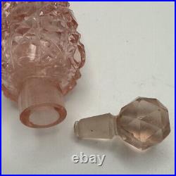 Vintage Pink Cut Glass Laydown Perfume Bottle 8 Long Beautiful