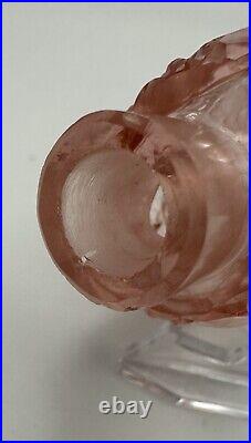 Vintage Pink Cut Glass Laydown Perfume Bottle 8 Long Beautiful