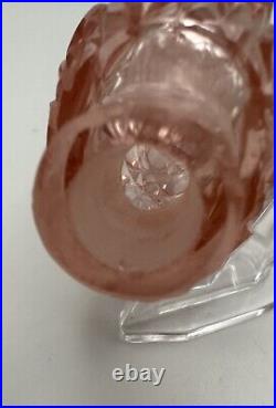 Vintage Pink Cut Glass Laydown Perfume Bottle 8 Long Beautiful